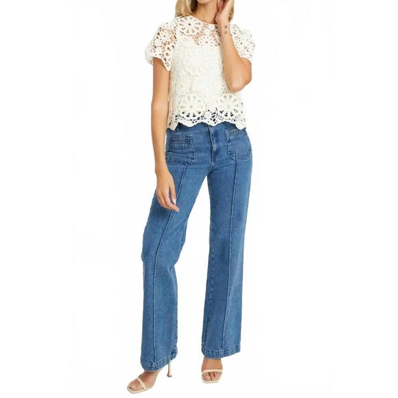 NEW CABALLERO carmen lace top in ivory